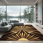 Radiant Gold Sunburst Rays Rug