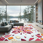Crimson Coral Geometric Fragment Cluster Rug