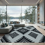 Monochromatic Gray Geometric Aztec Diamond Rug