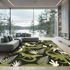 Lush Green Tropical Crocodile Foliage Rug