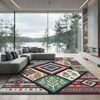 Vibrant Boho Geometric Diamond Collage Rug