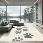 Minimalist Slate Gray Paw Footprint Rug