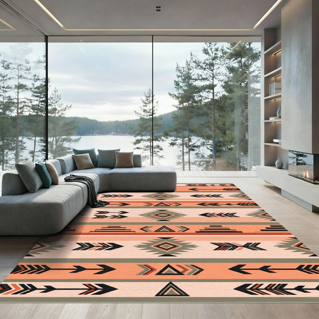 Tribal Arrow Diamond Terracotta Rug