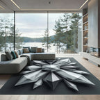 Monochromatic Silver Geometric Crystal Cluster Rug