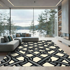 Gray Interlocking Chain Mesh Abstract Rug