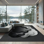 Monochrome Abstract Wavy Layers Rug