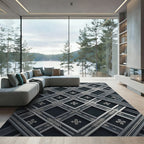 Elegant Silver Geometric Lattice Rug