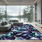 Whimsical Cosmic Unicorn Galaxy Starry Night Rug