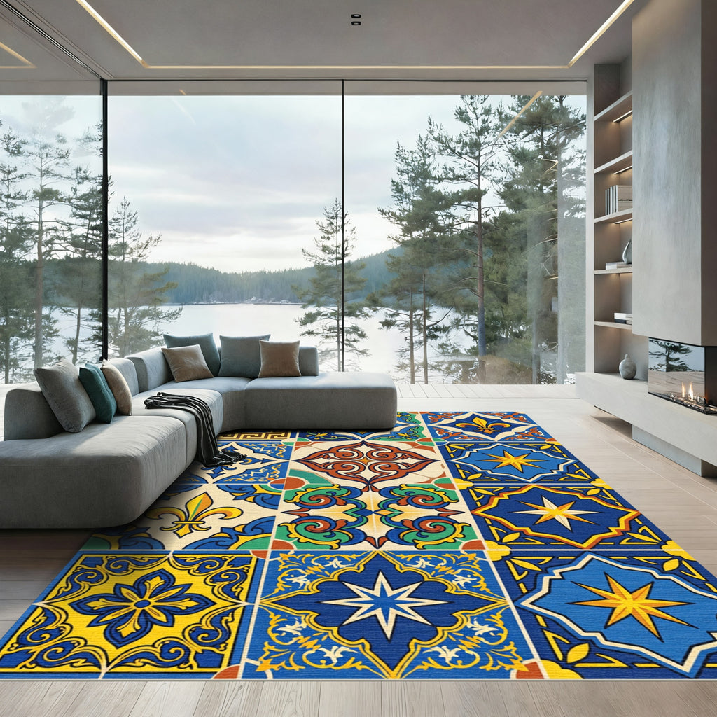 Vibrant Multi Colored Geometric Medallion Rug