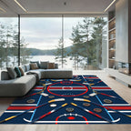 Dynamic Hockey Rink Navy Red Art Rug