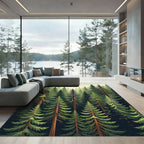Serene Evergreen Pine Forest Landscape Rug