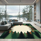Earthy Pine Forest Circular Wood Ring Rug