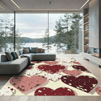 Distressed Red Heart Collage Rug