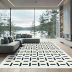 Minimalist Navy Dash Grid Rug