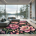 Blushing Pink Floral Petal Botanical Rug