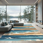 Blue Tones Coastal Beach Stripes Rug