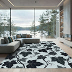 Dark Grey Ivy Vine Foliage Rug