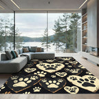 Rustic Cream Paw Print Heart Rug