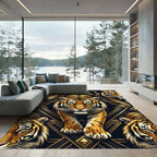 Golden Tiger Art Deco Geometric Rug