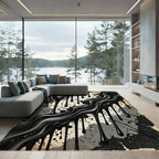 Monochromatic Dripping Paint Splatter Rug