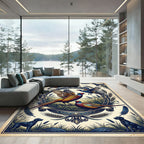 Vintage Field Pheasant and Labrador Illustration Rug