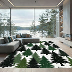 Forest Pine Tree Silhouette Artwork Rug