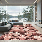 Elegant Blush Seashell Wave Tapestry Rug