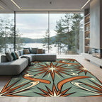 Mid-Century Retro Starburst Sage Area Rug