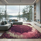 Elegant Rose Ornate Circular Medallion Rug