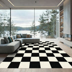 Warped Black White Checkerboard Squares Rug