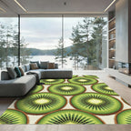 Fresh Kiwi Slice Vibrant Fruit Art Rug
