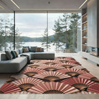 Elegant Blush Rose Gold Fan Radiance Rug