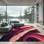 Modern Abstract Crimson Pink Swirl Rug