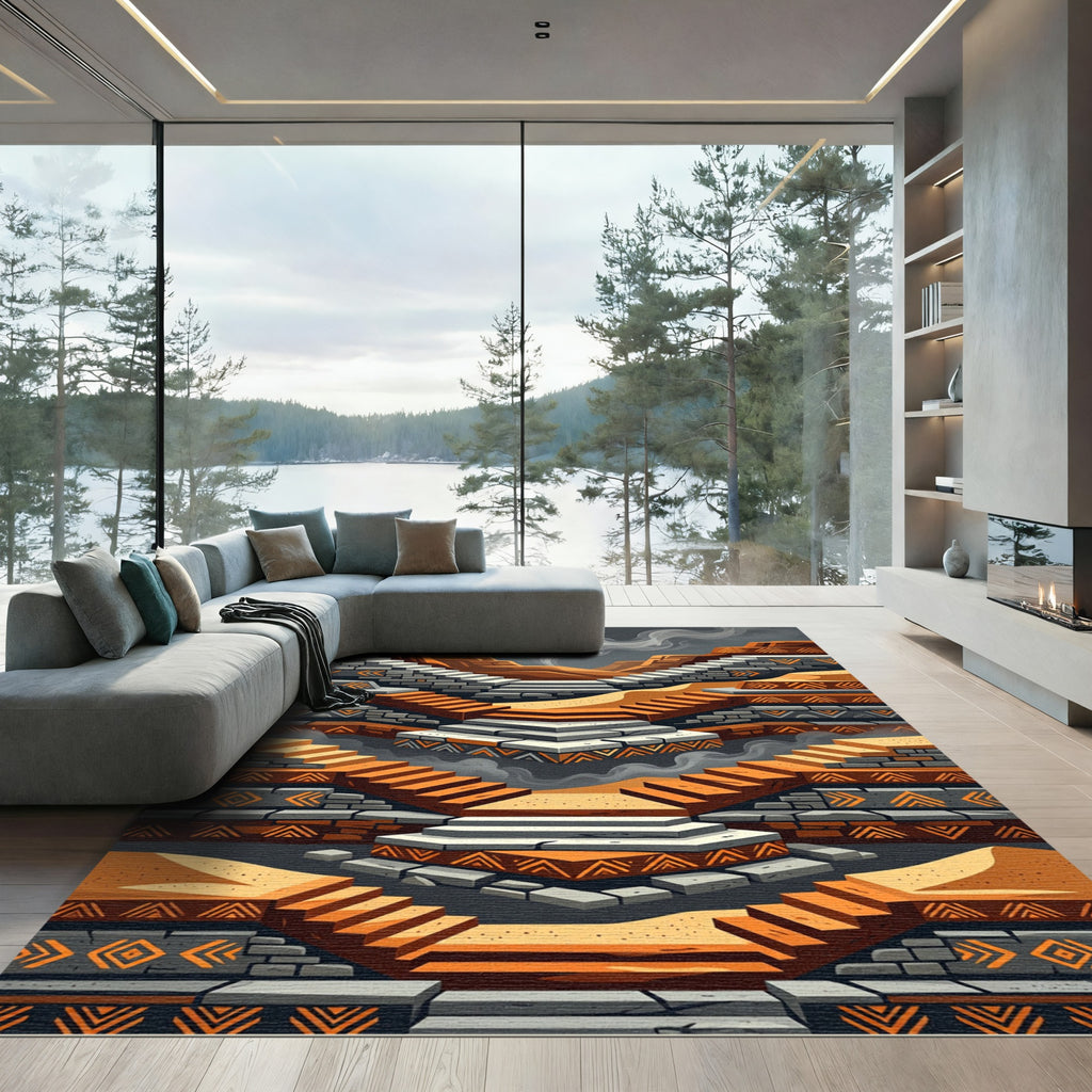 Tribal Terraced Canyon Steps Rug