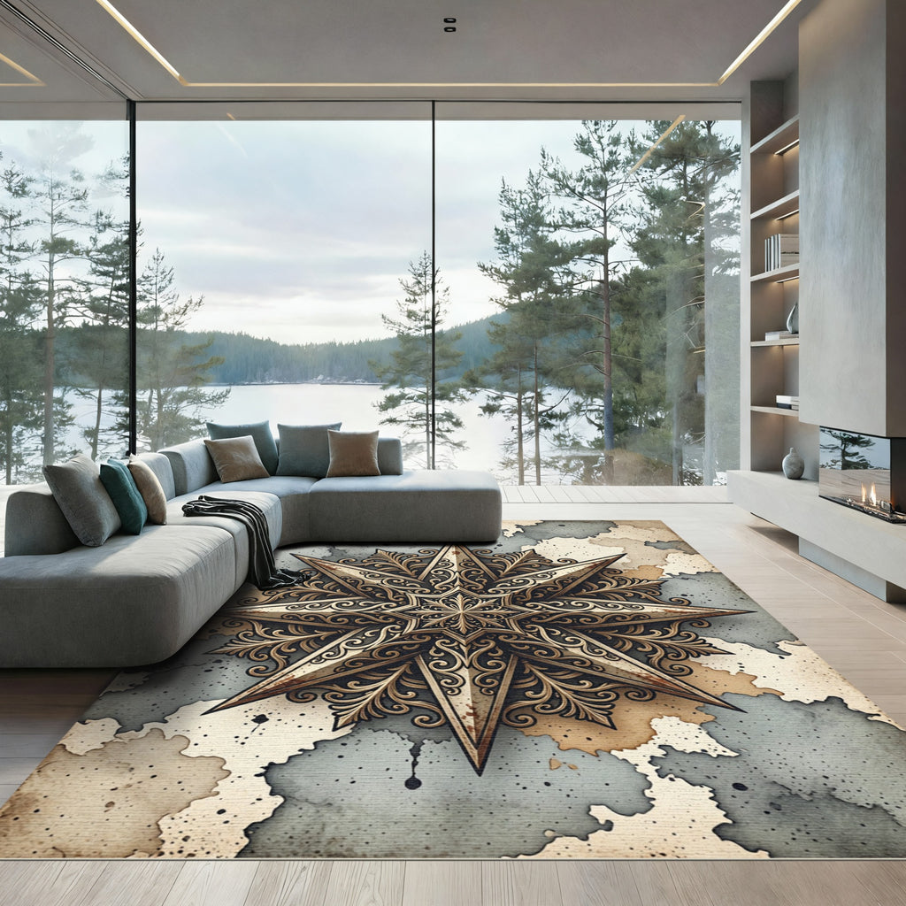 Vintage Bronze Star Medallion Rug