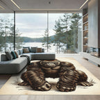 Majestic Charcoal Silverback Gorilla Portrait Rug