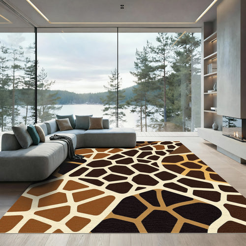 Abstract Brown Giraffe Geometric Texture Rug