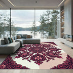 Burgundy Paisley Floral Mandala Medallion Rug