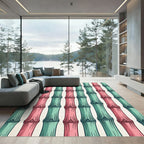Pastel Pink and Mint Bamboo Stripe Rug