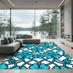 Bright Turquoise Four Leaf Clover Lattice Rug