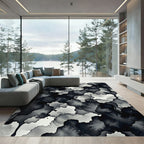 Monochrome Abstract Ink Wash Flow Rug