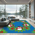 Cheerful Snowman Holly Christmas Wreath Rug