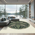 Sage Green Fern Botanical Circle Rug
