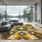 Radiant Golden Burst Geometric Star Rug