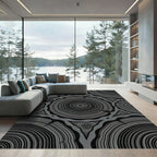 Monochromatic Wood Grain Rings Rug