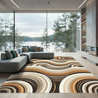 Earthy Swirls Abstract Wave Rug