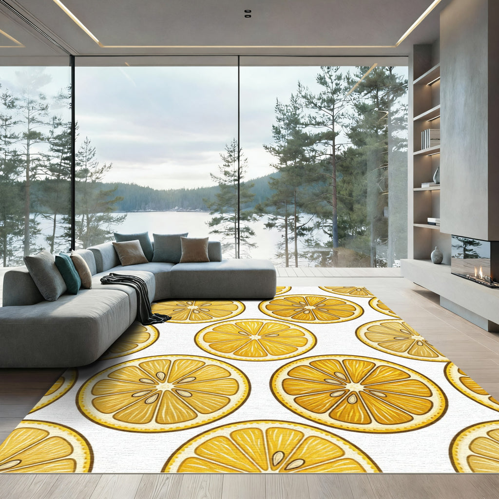 Cheerful Yellow Citrus Fruit Slice Rug