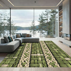 Earthy Sage Braided Weave Stripe Rug