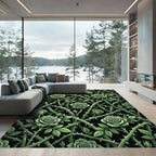 Emerald Rose Vine Gothic Botanical Rug