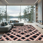 Blush Pink Intersecting Geometric Lattice Rug